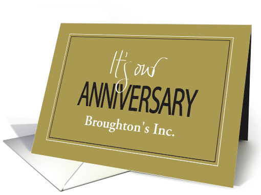 Business Anniversary, Gold Color, Custom Name & Hand Lettering card