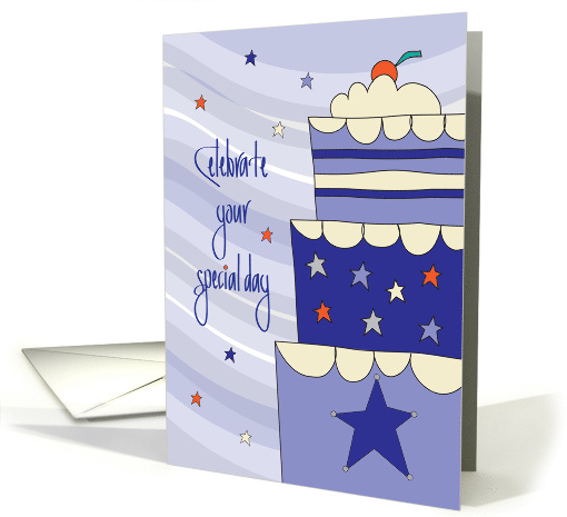 Birthday for Police Officer, Stacked Cake Decorated with Stars card