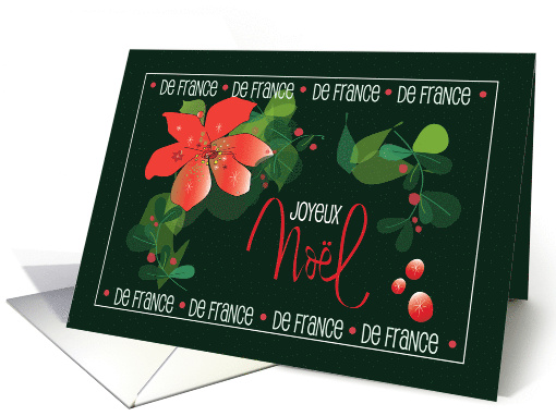 Lettrage  la Main Joyeux Noel Franais Avec Rouge Poinsettia card