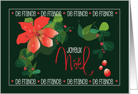 Lettrage  la Main Joyeux Noel Franais Avec Rouge Poinsettia card