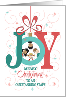 Hand Lettered Christmas for Staff, Joy Ornament with Kids Inside card