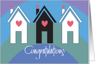 Hand Lettered Congratulations on Your New Home Rainbow Houses card