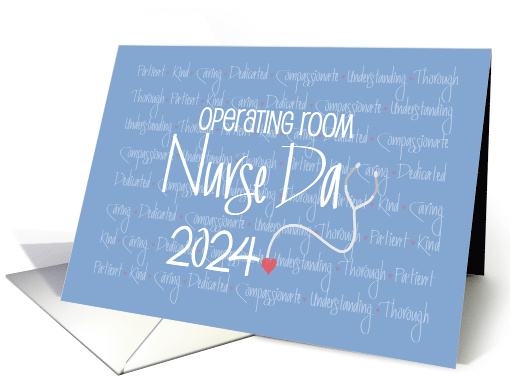 Hand Lettered Operating Room Nurse Day 2024 Stethoscope and Heart card