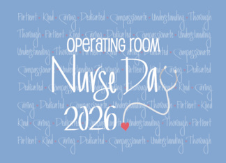 Hand Lettered Operating Room Nurse Day 2026 Stethoscope and Heart
