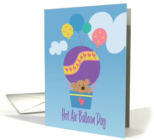 Hot Air Balloon Day, with Bear Floating away in Hot Air Balloon card