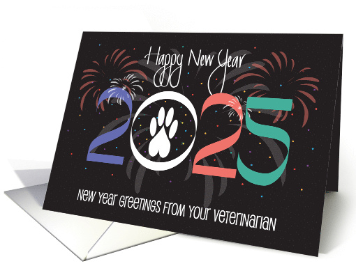 Hand Lettered Happy New Year 2025 from Veterinarian with... (1549332)