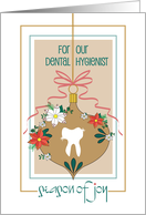 Hand Lettered Christmas for Dental Hygienist, Ornament with Tooth card