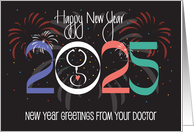 Hand Lettered New Year 2025 from Doctor Large Date with Stethoscope card