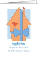 First Home Congratulations, Custom Name & Address, Home & Bow card