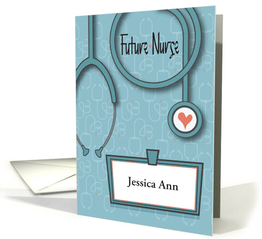 Nurses Day 2024 Future Nurse Stethoscope with Custom Name Tag card