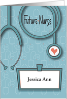 Nurses Day 2024 Future Nurse Stethoscope with Custom Name Tag card