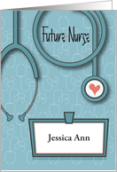Nurses Day 2025 Future Nurse Stethoscope with Custom Name Tag card