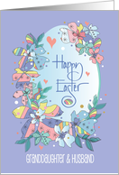 Hand Lettered Easter for Granddaughter & Husband Floral Easter Egg card