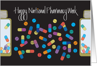 Hand Lettered National Pharmacy Week with Bright Colored Capsules card
