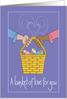 Hand Lettered Easter for Interracial Gay Boyfriend, Basket of Eggs card