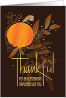 Hand Lettered Thanksgiving for Employee Pumpkin and Fall Leaves card