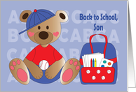 Back to School for Son Bear with Baseball Cap Backpack & Baseball card
