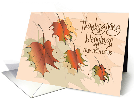 Hand Lettered Thanksgiving From Both of Us Colorful Fall Leaves card
