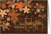 Hand Lettered Thanksgiving from Both of Us, Fall Leaves & Flowers card