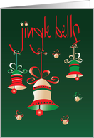 Hand Lettered Christmas Bells with Dangling Bells and Holiday Bows card