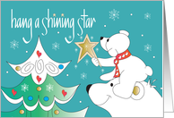 Hand Lettered Christmas Hang a Shining Star with White Polar Bears card