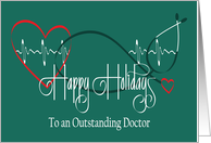 Hand Lettered Christmas for Doctor Stethoscope Heartbeat and Hearts card