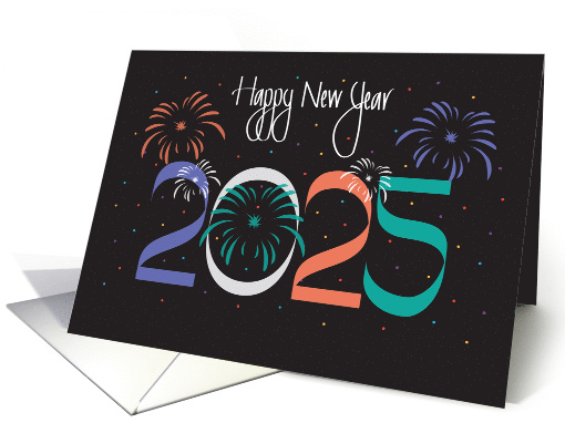 Hand Lettered New Year's 2024 with Colorful Fireworks and... (1573458)