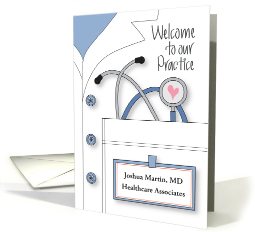 Welcome To Our Practice Jacket and Stethoscope with Custom Name card
