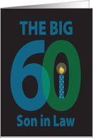 60th Birthday for Son in Law, Large Overlapping Numbers with Candle card