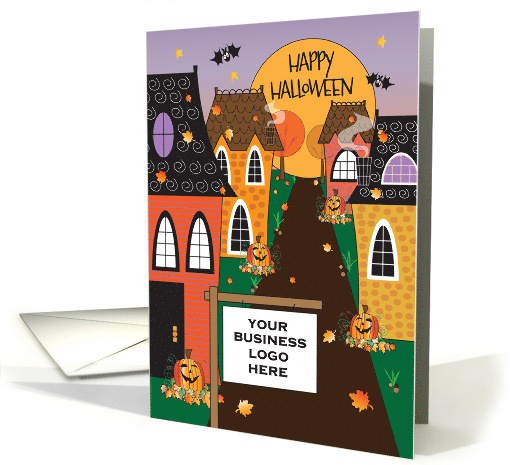 Halloween from Realtor, Fall Cottages with Pumpkins & Custom Sign card