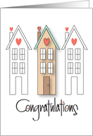 Hand Lettered Congratulations on New Job as Realtor Trio of Houses card
