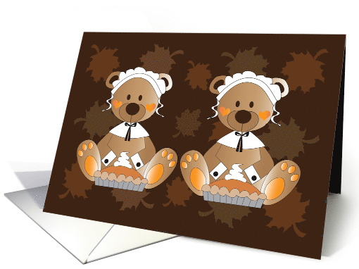 Thanksgiving for Twin Girls, Bears in Pilgrim Bonnets &... (1585664)