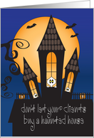 Halloween for Home Inspectors, Haunted House with Full Moon card