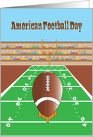 American Football Day, Football on Field, with Goalpost and Crowd card