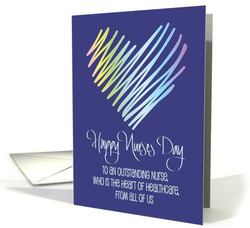 Hand Lettered Nurses Day 2024 Colorful Brush Heart from All of Us card