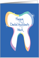 Dental Assistants Week, Large Rainbow Colored Tooth and Sparkles card