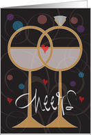 Cheers Six Month Wedding Anniversary, Long Stem Glasses & Rings card