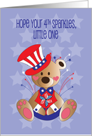 Sparkling Fourth of July for Kids, Little Boy Bear in Stars & Stripes card