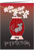 Birthday in the Year of the Rat, Born in 1948, Rat in Red Lantern card