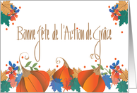 Canadian Thanksgiving in French, With Pumpkins and Fall Leaves card