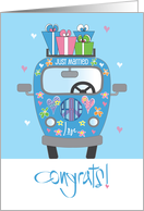 Wedding Congratulations for Bride & Groom with Decorated Van card
