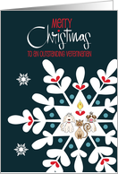 Hand Lettered Christmas Veterinarian and Staff Snowflake and Animals card