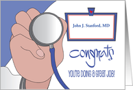 Custom Encouragement for Medical Resident, Name Tag & Stethoscope card