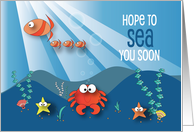 Missing You for Kids, Hope to Sea You Soon, Crab & Undersea Creatures card