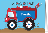 Thinking of You for Kids Pickup Truck with Hearts of Love Custom Name card