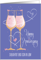 First Wedding Anniversary Daughter & Son in Law Champagne Glasses card