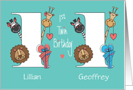 First Birthday 1 Year Old Great Grandchildren, Animals & Custom Names card