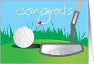 Congratulations on Golf Tournament Win Putter with Golf Ball card