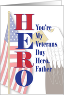Hand Lettered Veterans Day Dad Striped Flag Heart Thankful for You card