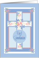 Hand Lettered First Holy Communion Congratulations for Boy with Cross card